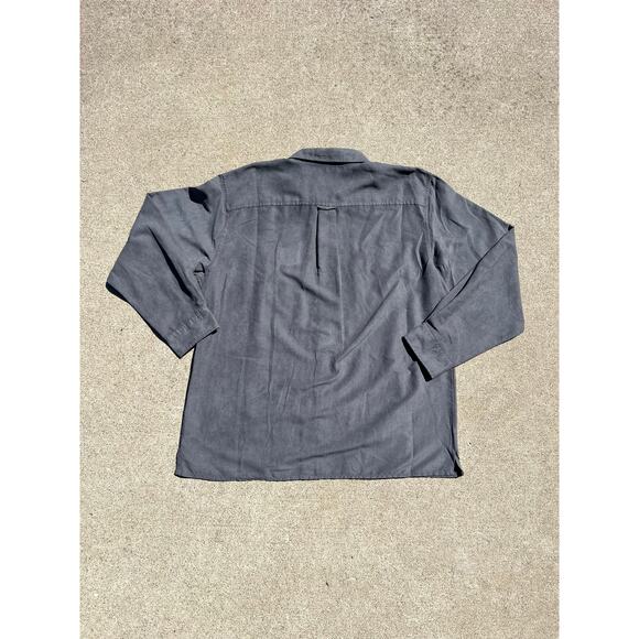 Basic Editions Shirt Men Size XL Gray Solid Suede Feel Long Sleeve Button Down - Picture 4 of 4